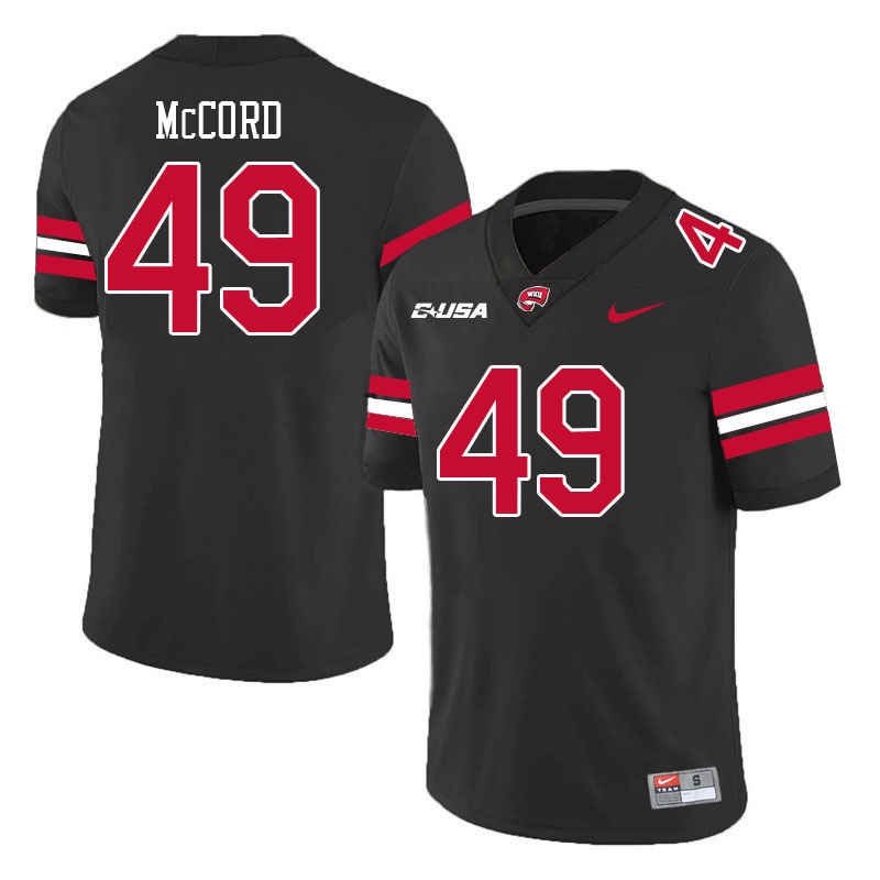 Western Kentucky Hilltoppers #49 Nolan McCord College Football Jerseys Stitched Sale-Black
